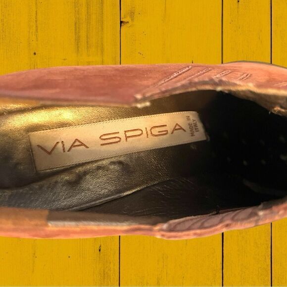 Vintage 90s Via Spiga suede wooden heel pointed toe shoes western style - Picture 13 of 13